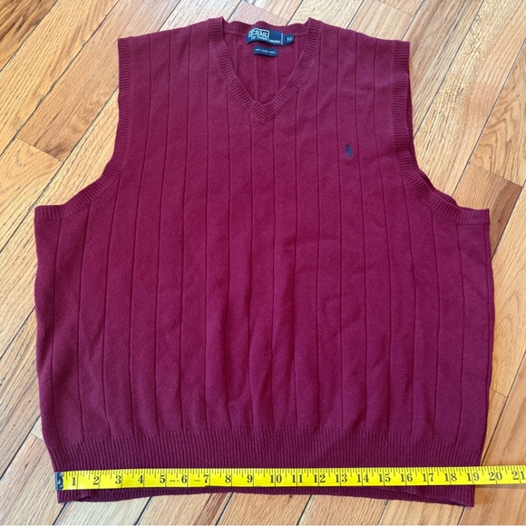 Vintage Polo Ralph Lauren 100% Lambs Wool Sweater Vest Men’s Size XL Burgundy - Picture 8 of 9